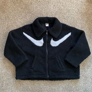 Nike NSW Swoosh Sherpa Jacket Black White Women’s Size Large DD5620-010